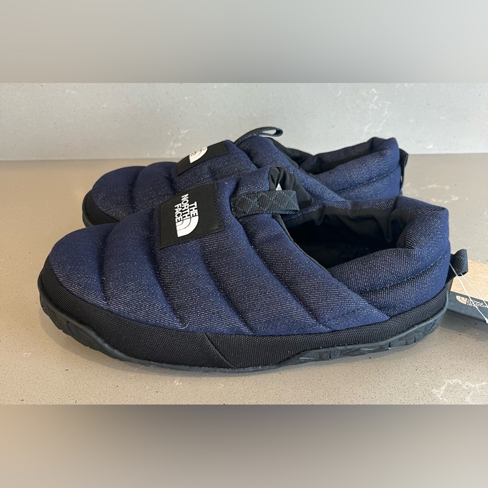 NEW The North Face Men's Nuptse Mule Slippers Shoes Dark Denim TNF Black Size 10 - Picture 4 of 13